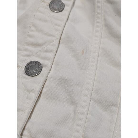 AMERICAN EAGLE WHITE GRAY HOODED JEAN DENIM JACKET SIZE SMALL - Picture 6 of 7